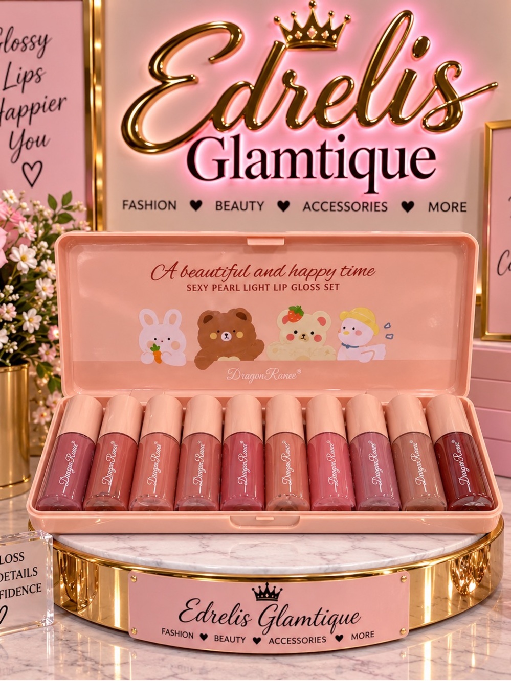 Sexy Pearl Light Lip Gloss Set - Pink Shades